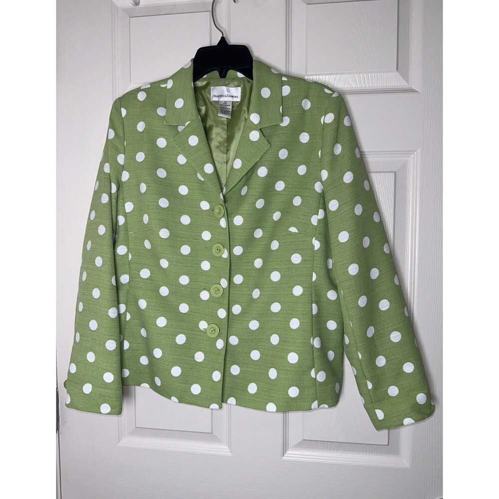 Drapers & Damons Blazer Jacket Green White Sz 10